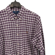 Polo Ralph Lauren Button Down Mens XL Pre-Owned Shirt Purple Plaid Classic Fit