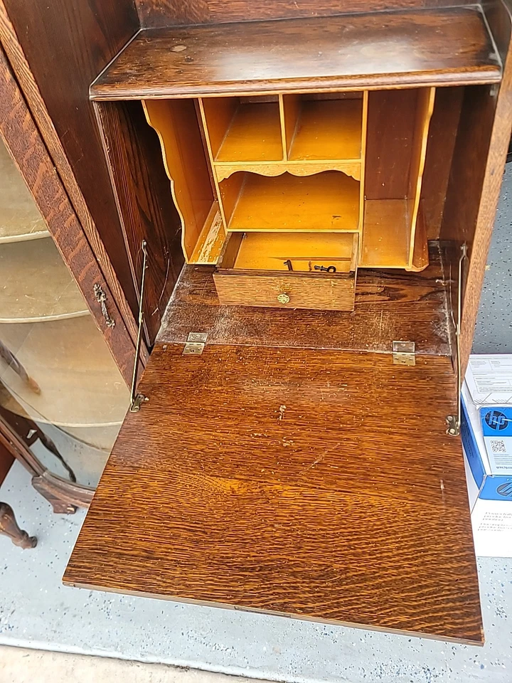 Victorian Oak Antique Side by Side Secretary Desk & Bookcase - Image 2 of 3