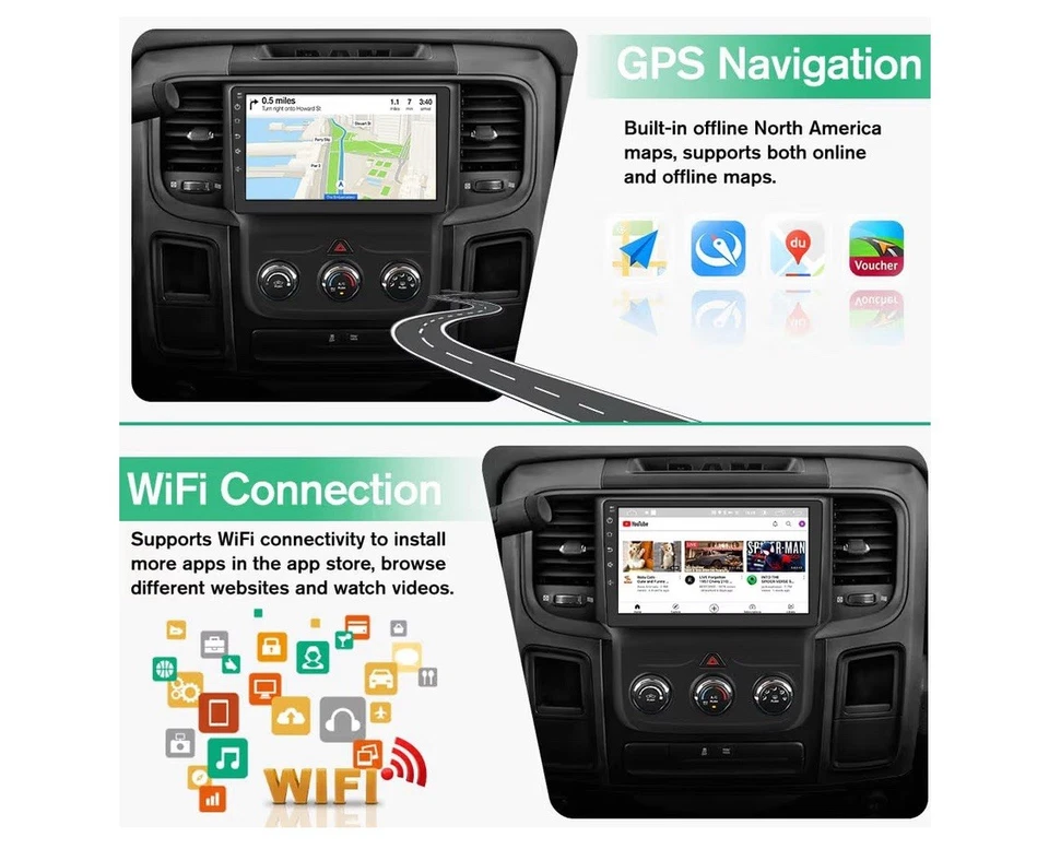 9'' For 2013-2018 Dodge Ram 1500 2500 3500 Android Car Stereo Radio GPS CarPlay - Image 4 of 4