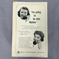 1955 Bell Telephone System Vintage Print Ad  Black White Mid Century Family Art