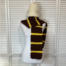 NWT Handmade Crocheted Multicolor Textured Adult Beanie Scarf 63