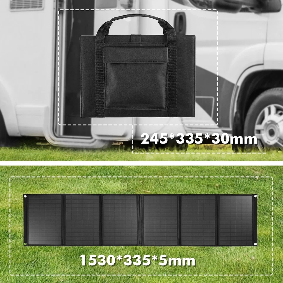 600W Portable Folding Solar Panel Camping Power Charging Battery + Controller - image 4 of 4