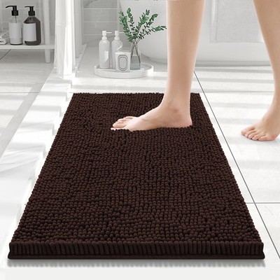 Smiry Luxury Chenille Bathroom Rugs 24x16, Extra Soft and Absorbent Shaggy Ba...