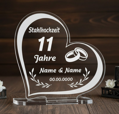 Geschenk Stahlhochzeit Hochzeitstag Gravur Größe wählbar 11 Jahre Geschenk