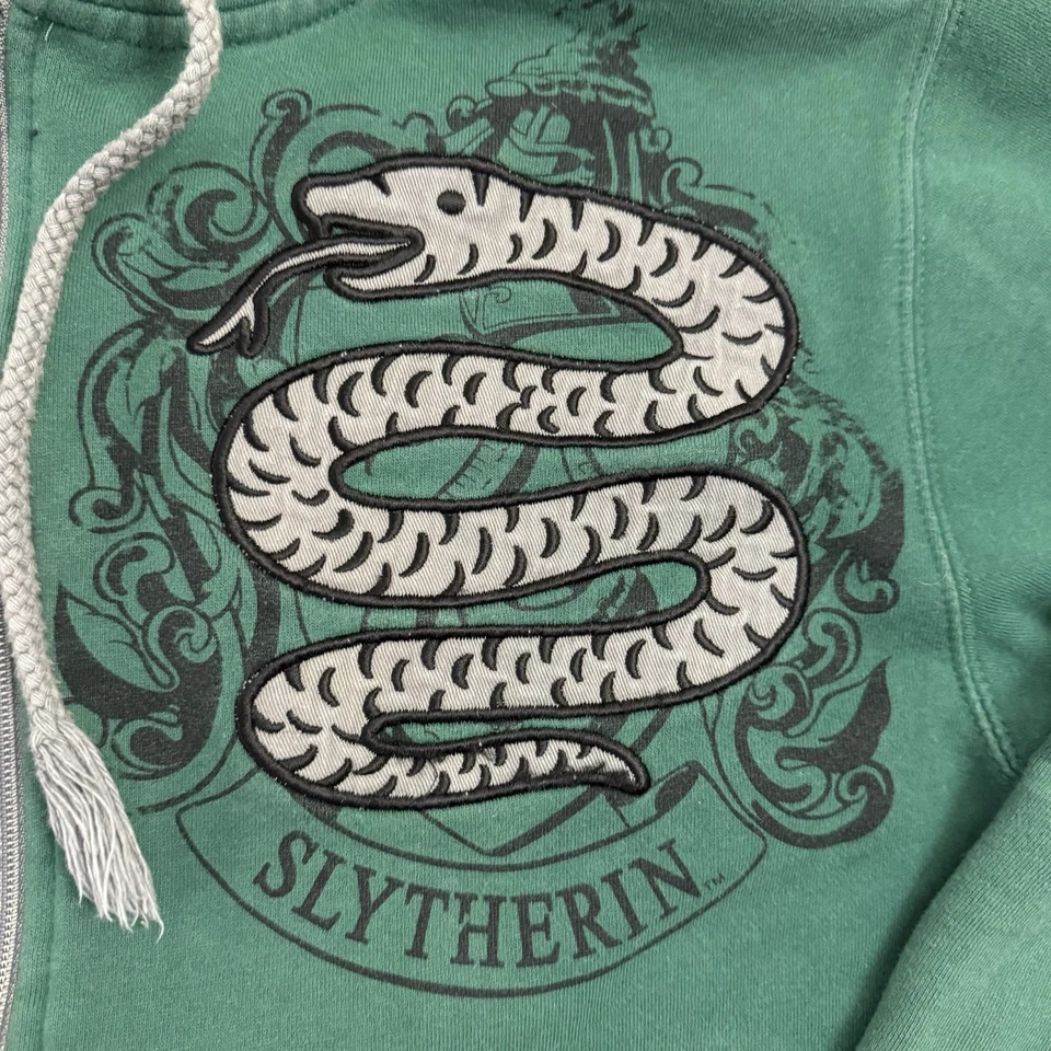 Куртка с капюшоном на молнии мужская Universal Studios Harry Potter средний размер зеленая Slytherin Snake - Изображение 3 из 4