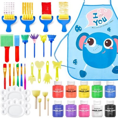 Shuttle Art 33-teiliges Fingermalset für Kinder, waschbar (10 Farben x 60 ml), 
