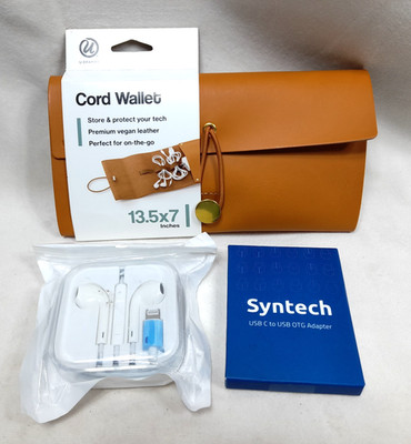 All New~ Total of 3~Syntech USB C To USB OTG Adapter, Earphone and Cord Wallet