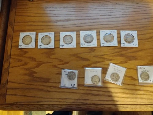 10 SILVER quarters- 6 barbers 4 washington