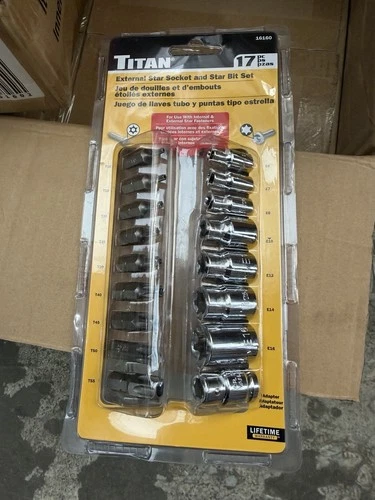 Titan 16160 17pc 3/8" and 1/4" Dr External Torx Socket & Torx Bit Set SHIPS FREE