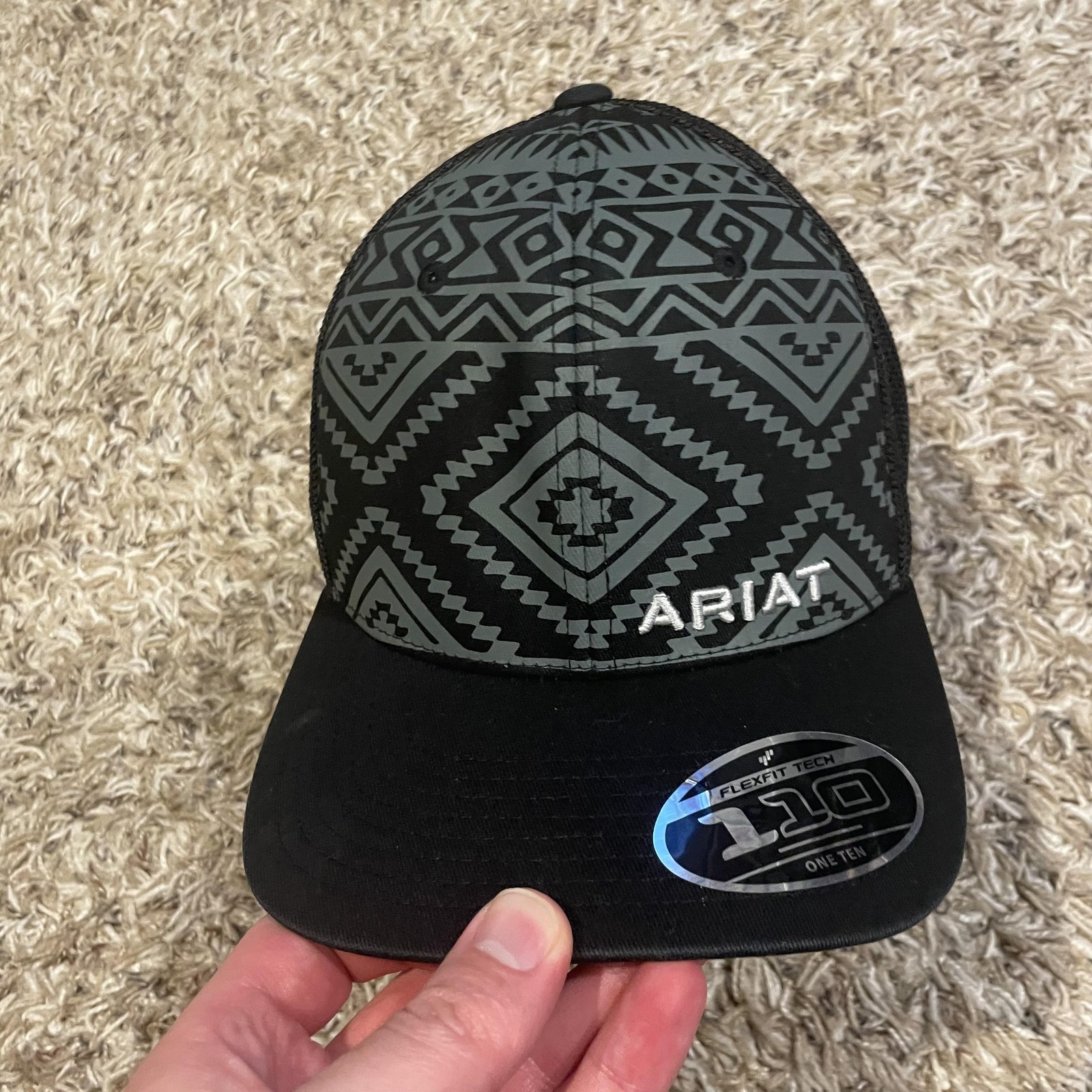 Ariat Aztec Pattern Mesh Trucker Hat Snap Back Bl… - image 3