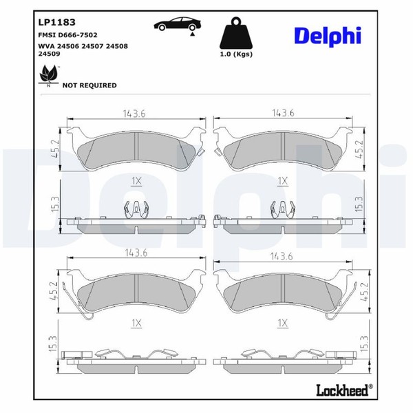 Bremsbelagsatz Scheibenbremse Delphi LP1183 FüR Jeep ZJ Cherokee ZG 1 4X4 Laredo-image