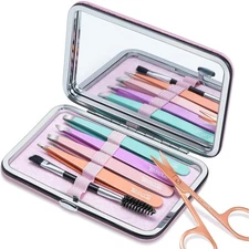 Precision Tweezers Set for Women Facial Hair Stainless Steel with Case Scissor M