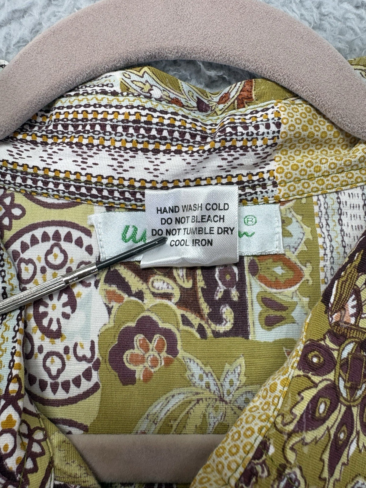 Ulla Popken Patchwork Button Up Shirt Sz 28/30 Pa… - image 8