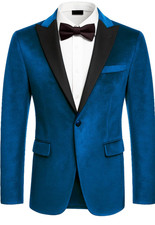 COOFANDY Mens Tuxedo Jacket Slim Fit Velvet Blazer One Button Suit Jacket