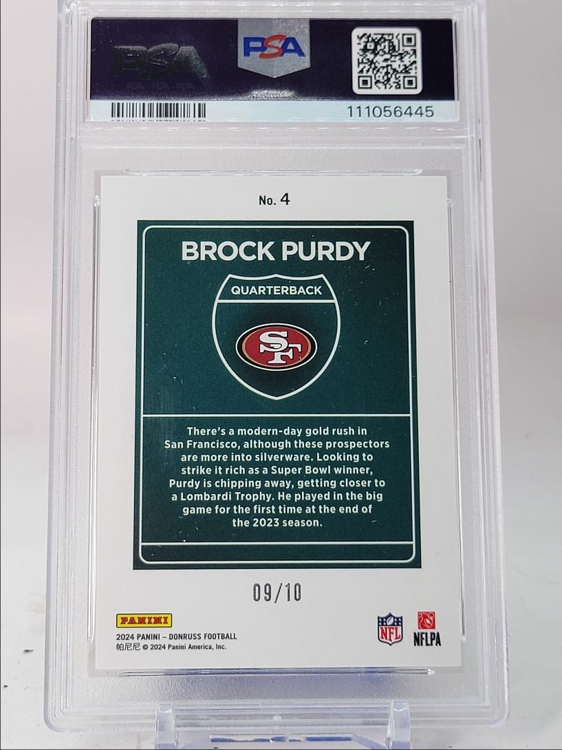 BROCK PURDY 2024 DONRUSS DOWNTOWN GOLD PRIZM SSP 49ERS /10