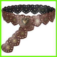 Women Wide Western Disc Belt Cowgirl Boho-Concho Leather Belts for Jeans Dress
