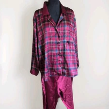 Secret Treasures  Women 2 Piece Silky Burgundy Lounge Wear  Pant Set PJ  Sz 2XL 