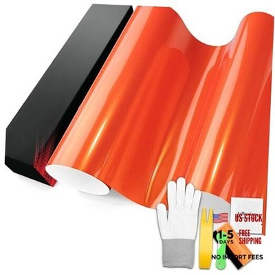 PET Super Gloss Metallic Molten Orange High Glossy Vinyl Wrap Auto 1.6FT x 5FT