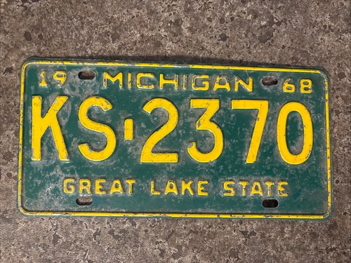 1968 Michigan License Plate # KS-2370 - Foto 1 di 2
