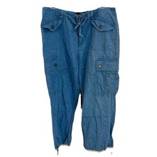 Polo Ralph Lauren Women's Chambray Cargo Pants Size M Ankle Length Y2K EUC