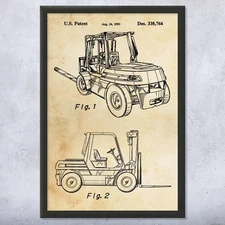 Forklift Patent Wall Art: Forklift Driver Gift, Warehouse Worker, Shipping Decor