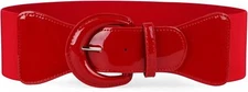 JASGOOD Women Wide Stretchy Belt,Vintage Chunky Fits Waist 28"-34", A-red 