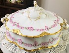 Haviland France Pink Roses 9" Round Double Gold Covered Handled Serving Dish — photo 5