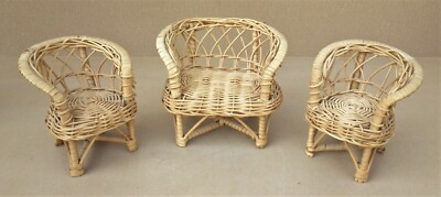 Grand Fauteuil Miniature En Osier Rotin Pour Poupée Ou Maison De Poupée