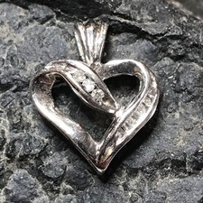 Diamond Heart Pendant Solid 10K White Gold 1/4 CTW Round Pave 1.48g 17mm