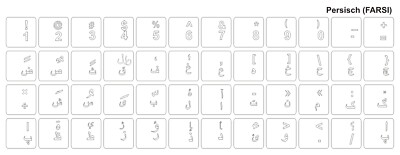 Tastaturaufkleber Persisch (FARSI) weiss, transparent, für schwarze Tastatur
