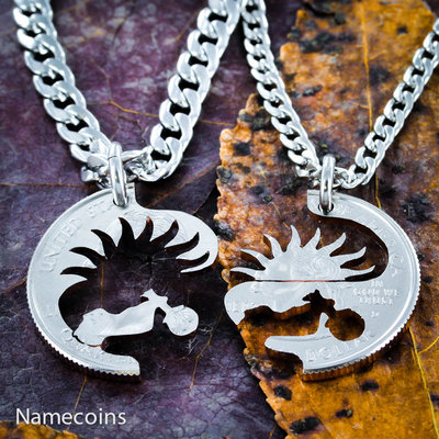 Motorcycle Necklaces, Riding into the sunset, hand cut coin