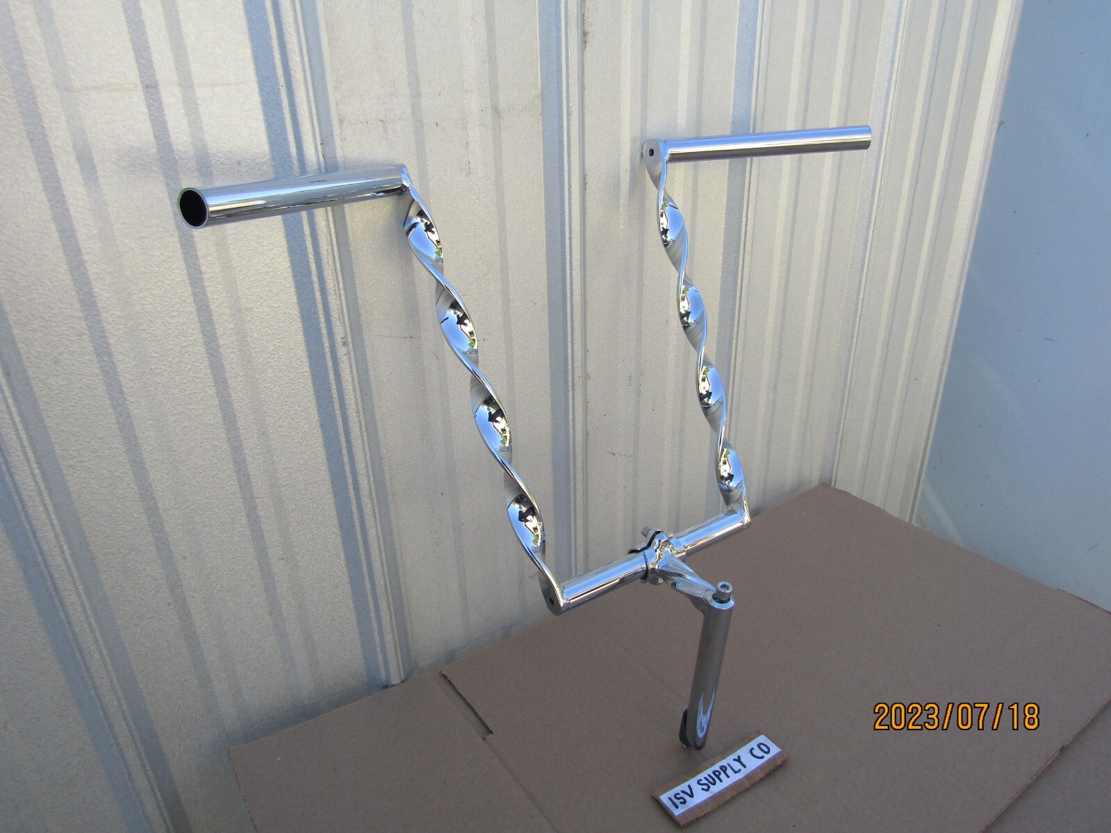 NEW  CHROME LOWRIDER BICYCLE FLAT TWISTED HANDLEBAR & TWISTED GOOSENECK