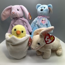 TY VNTG Floppity Eggs II Eggbert Nibbler EASTER lot of 4 BEANIE BABIES