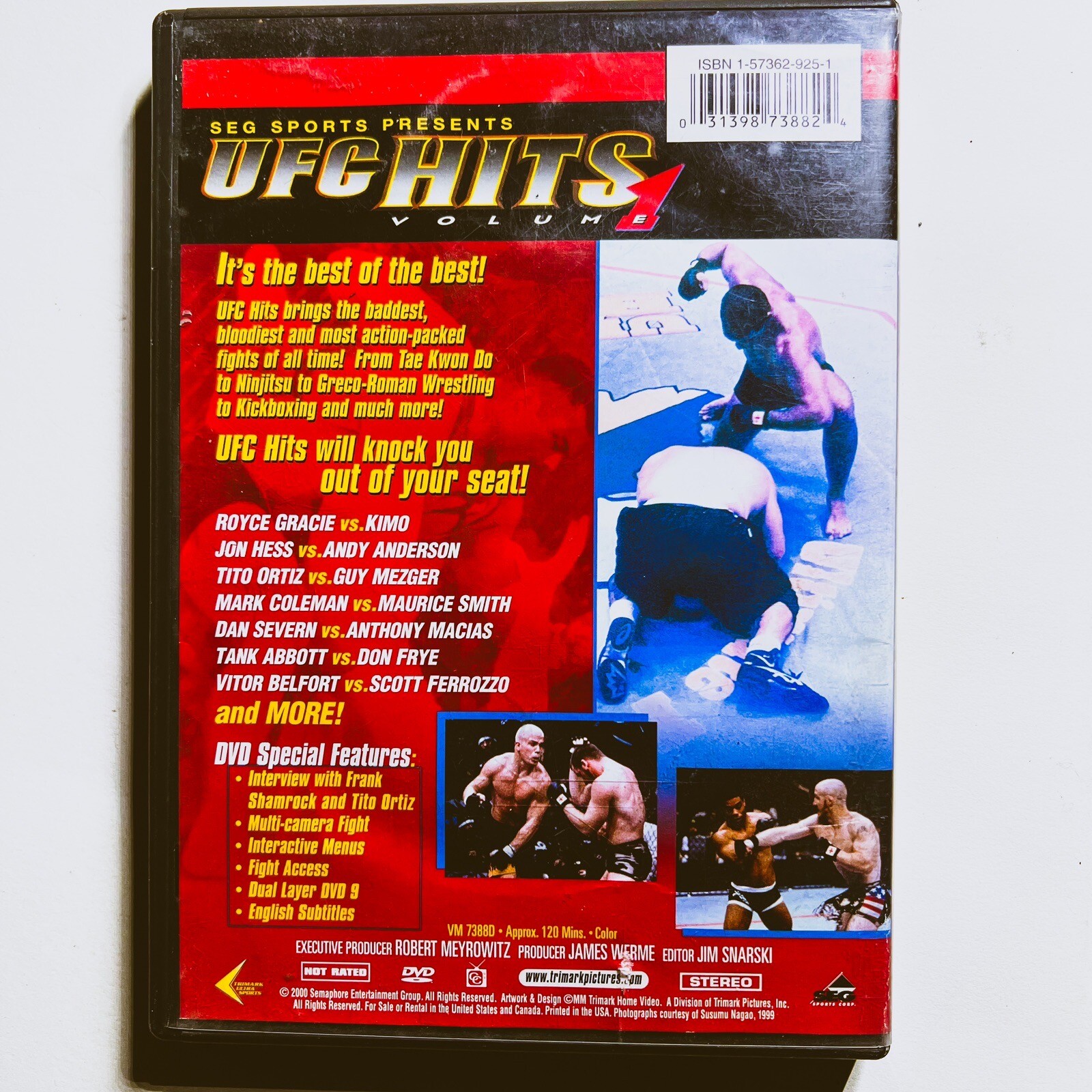 UFC Hits 1 (DVD, 2000) Royce Gracie Tito Ortiz Guy Mezger Mark Coleman