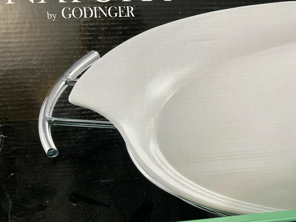 NEW!! Natura by Godinger ~ White / Platinum Handles Serving Tray ~ 11" x 16 1/4" - Image 3 of 4