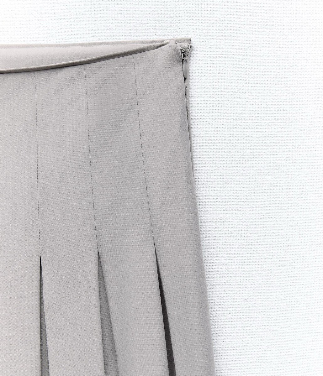 ZARA SS24 SZ. XS, S, M, GRAY MIDI PLEATED SLIT SKIRT RARE FIND NWT