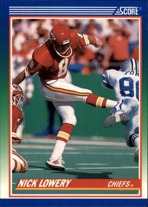 1990 SCORE NFL FOOTBALL Trading Card #372 🤩 NICK LOWERY, Kansas City Chiefs 😎
