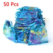 50Pcs/set Moon Star Organza Gift Bags Wedding Jewelry Drawstring Party Pouches  