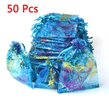 50Pcs/set Moon Star Organza Gift Bags Wedding Jewelry Drawstring Party Pouches