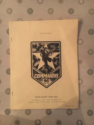 Commando Video Arcade Game Instruction Manual, Data East 1985