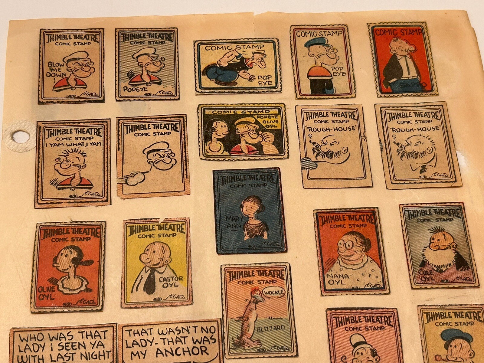 35 Vintage Thimble Theater 1940’s Comic Stamps EC Segar Popeye, Olive Oyl Etc eBay