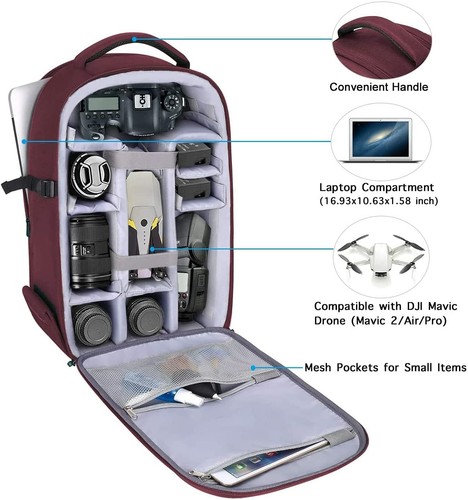 15-16 inch Camera Backpack Bag DSLR/SLR/Mirrorless Photography 3 Layers Tactical - Picture 38 of 163