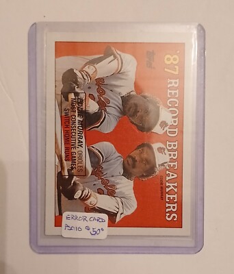 1988 Topps Eddie Murray #4 Record Breaker Error Card | eBay