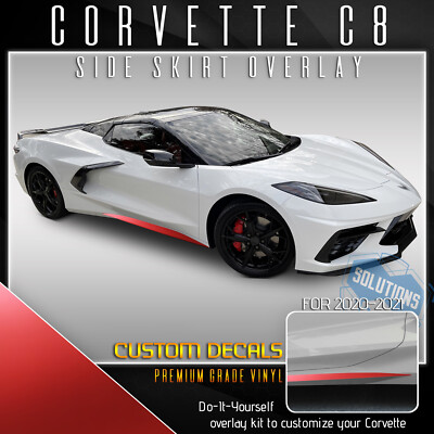 For 2020 2021 Corvette C8 Side Skirts Graphic Overlay Decal Satin Metallic Vinyl