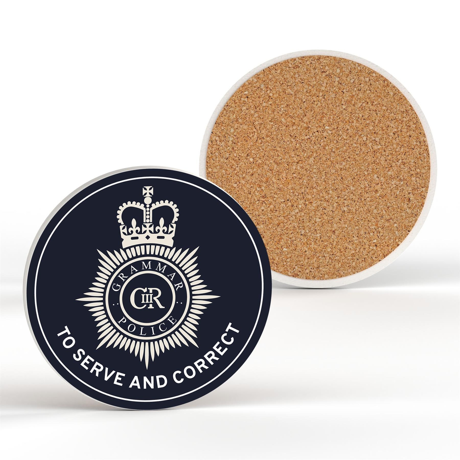 Grammer Police Humour Themed Funny Ceramic Coaster Secret Santa Gift Idea