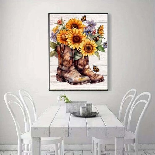 Boot Diamond Painting Kits for Adults,5D Butterfly Sunflower Boots Flower-1 - Bild 5 von 7