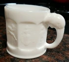 Vintage Heisey Elephant Handle Imperial Carnival White Milk Glass Storybook Mug