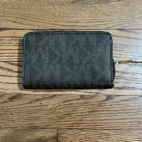 Dunkelbraune Michael Kors Geldbörse Leder mit goldenem Emblem Neu - Bild 3 von 4