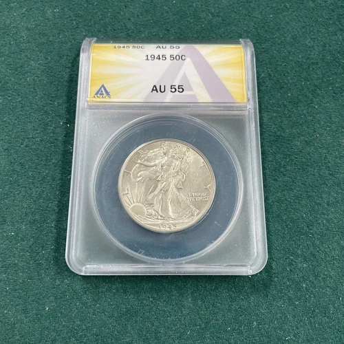 1945 $0.50 walking liberty half dollar ANACS AU 55