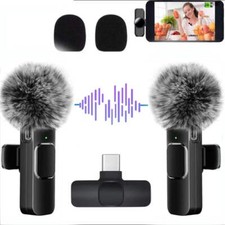 NEW 2.4G Wireless Lavalier Microphone Windproof Audio Video Recording Mic for IP